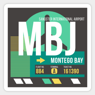 Montego Bay (MBJ) Airport // Retro Sunset Baggage Tag Magnet